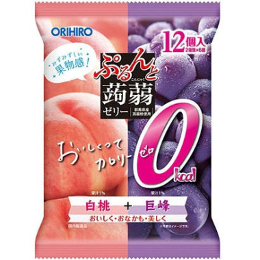 오리히로 ORIHIRO 곤약젤리 파우치 칼로리 제로 흰 복숭아 + 거봉 12 개입